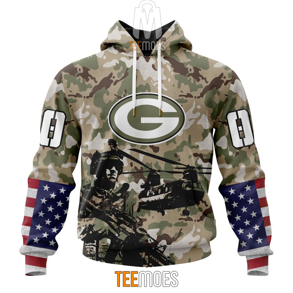 NFL Green Bay Packers Custom Name Number Veteran Salute To Service Pullover Hoodie NFL Green Bay Packers Custom Name Number Veteran Salute To Service Pullover Hoodie