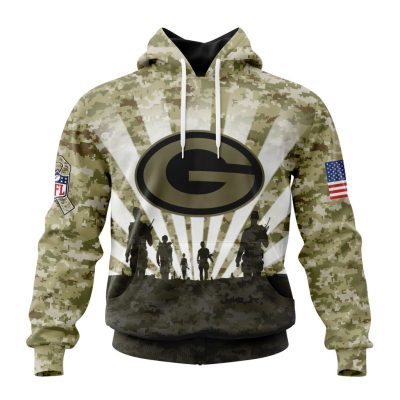 NFL Green Bay Packers Custom Name Number Veterans And Families Pullover Hoodie