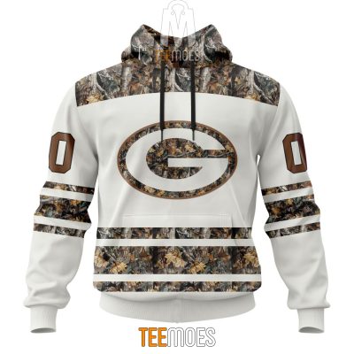NFL Green Bay Packers Custom Name Number White Camo Hunting Pullover Hoodie