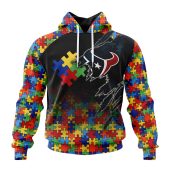 Nfl Houston Texans Custom Name Number Autism Awareness Design Pullover Hoodie Front.jpg - demo10