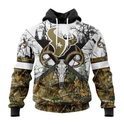 NFL Houston Texans Custom Name Number Deer Skull And Forest Pullover Hoodie