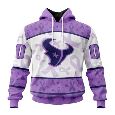 NFL Houston Texans Custom Name Number Fight Cancer Pullover Hoodie