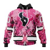 NFL Houston Texans Custom Name Number Pink Breast Cancer Pullover Hoodie