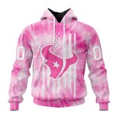 NFL Houston Texans Custom Name Number Pink Tie-Dye Pullover Hoodie