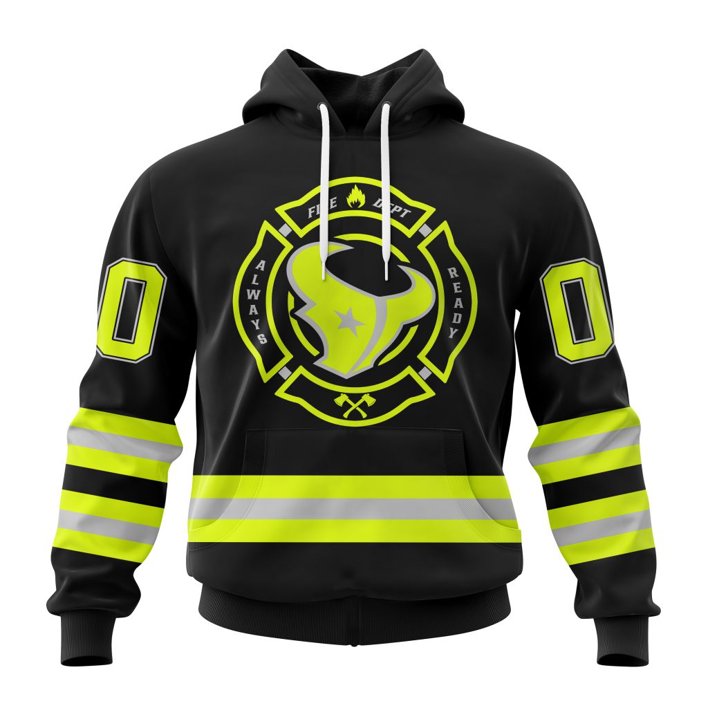 NFL Houston Texans Custom Name Number Special FireFighter Uniform Pullover Hoodie NFL Houston Texans Custom Name Number Special FireFighter Uniform Pullover Hoodie