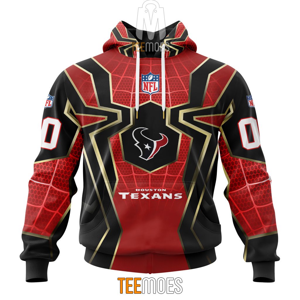 NFL Houston Texans Custom Name Spider Man Pullover Hoodie NFL Houston Texans Custom Name Spider Man Pullover Hoodie