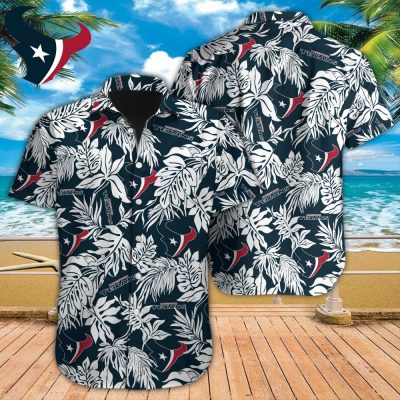 NFL Houston Texans Tropical Leafs Hawaiian Shirt