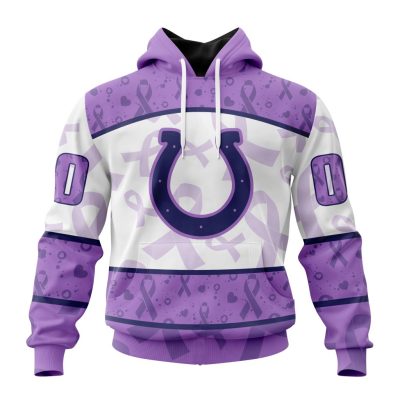 NFL Indianapolis Colts Custom Name Number Fight Cancer Pullover Hoodie