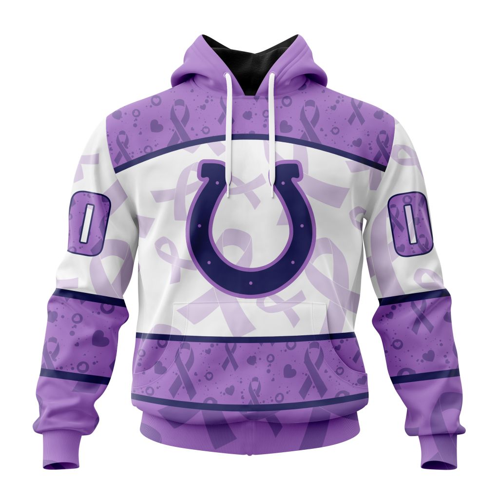 NFL Indianapolis Colts Custom Name Number Fight Cancer Pullover Hoodie NFL Indianapolis Colts Custom Name Number Fight Cancer Pullover Hoodie