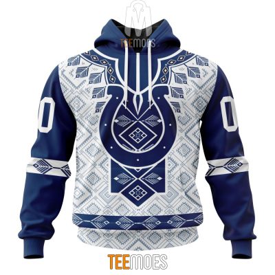 NFL Indianapolis Colts Custom Name Number Native Pattern Pullover Hoodie