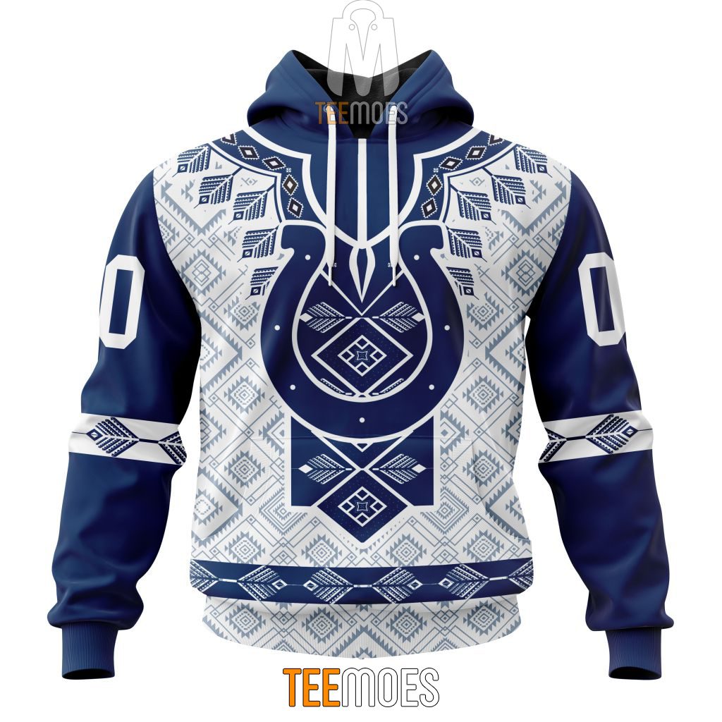 NFL Indianapolis Colts Custom Name Number Native Pattern Pullover Hoodie NFL Indianapolis Colts Custom Name Number Native Pattern Pullover Hoodie