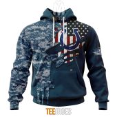 NFL Indianapolis Colts Custom Name Number Navy Skull Camo Veteran Pullover Hoodie