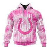 NFL Indianapolis Colts Custom Name Number Pink Tie-Dye Pullover Hoodie