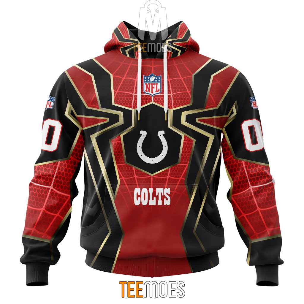 NFL Indianapolis Colts Custom Name Number Spider Man Pullover Hoodie NFL Indianapolis Colts Custom Name Number Spider Man Pullover Hoodie