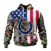 NFL Indianapolis Colts Custom Name Number USA Flag Camo Realtree Pullover Hoodie