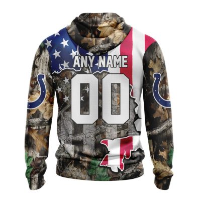 NFL Indianapolis Colts Custom Name Number USA Flag Camo Realtree Pullover Hoodie