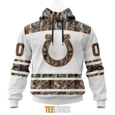 NFL Indianapolis Colts Custom Name Number White Camo Hunting Pullover Hoodie