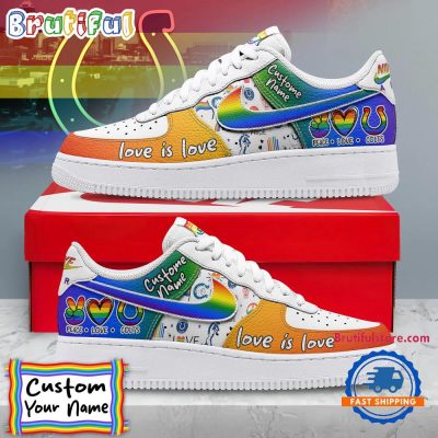 NFL Indianapolis Colts Pride Peace Love Colts Custom Air Force 1 Shoes Sneaker