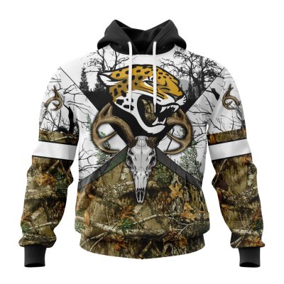 NFL Jacksonville Jaguars Custom Name Number Deer Skull And Forest Pullover Hoodie