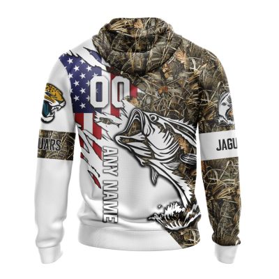 NFL Jacksonville Jaguars Custom Name Number Fishing With Flag Of USA Pullover Hoodie