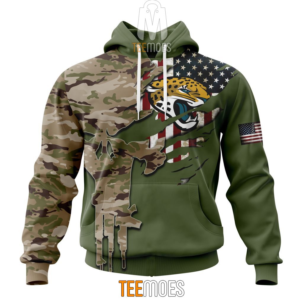 NFL Jacksonville Jaguars Custom Name Number Green Camo US Military Pullover Hoodie NFL Jacksonville Jaguars Custom Name Number Green Camo US Military Pullover Hoodie