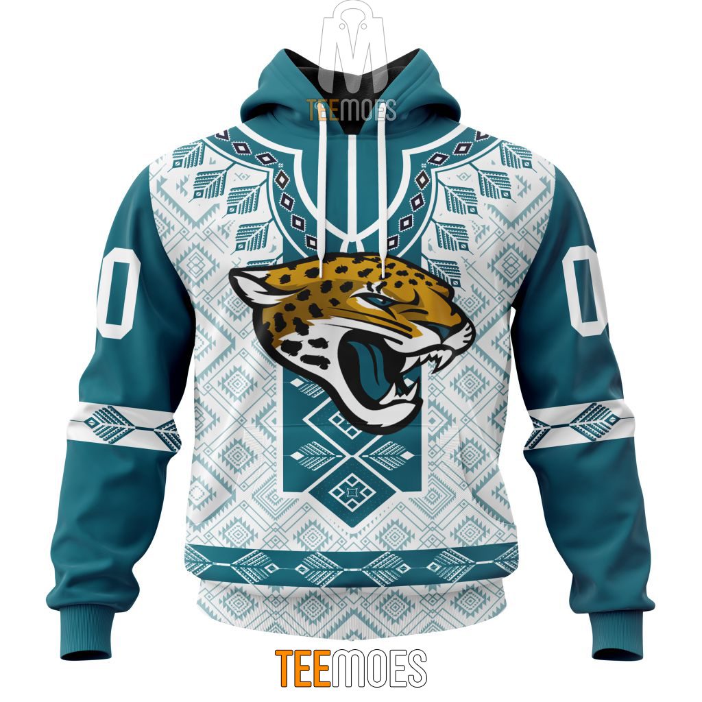 NFL Jacksonville Jaguars Custom Name Number Native Pattern Pullover Hoodie NFL Jacksonville Jaguars Custom Name Number Native Pattern Pullover Hoodie