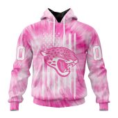 NFL Jacksonville Jaguars Custom Name Number Pink Tie-Dye Pullover Hoodie