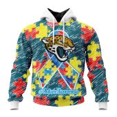 Nfl Jacksonville Jaguars Custom Name Number Puzzle Autism Awareness Pullover Hoodie Front.jpg - demo10