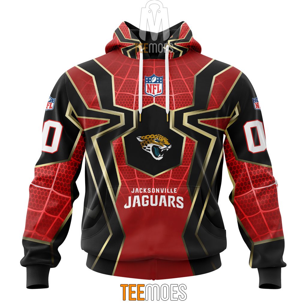 NFL Jacksonville Jaguars Custom Name Number Spider Man Pullover Hoodie NFL Jacksonville Jaguars Custom Name Number Spider Man Pullover Hoodie