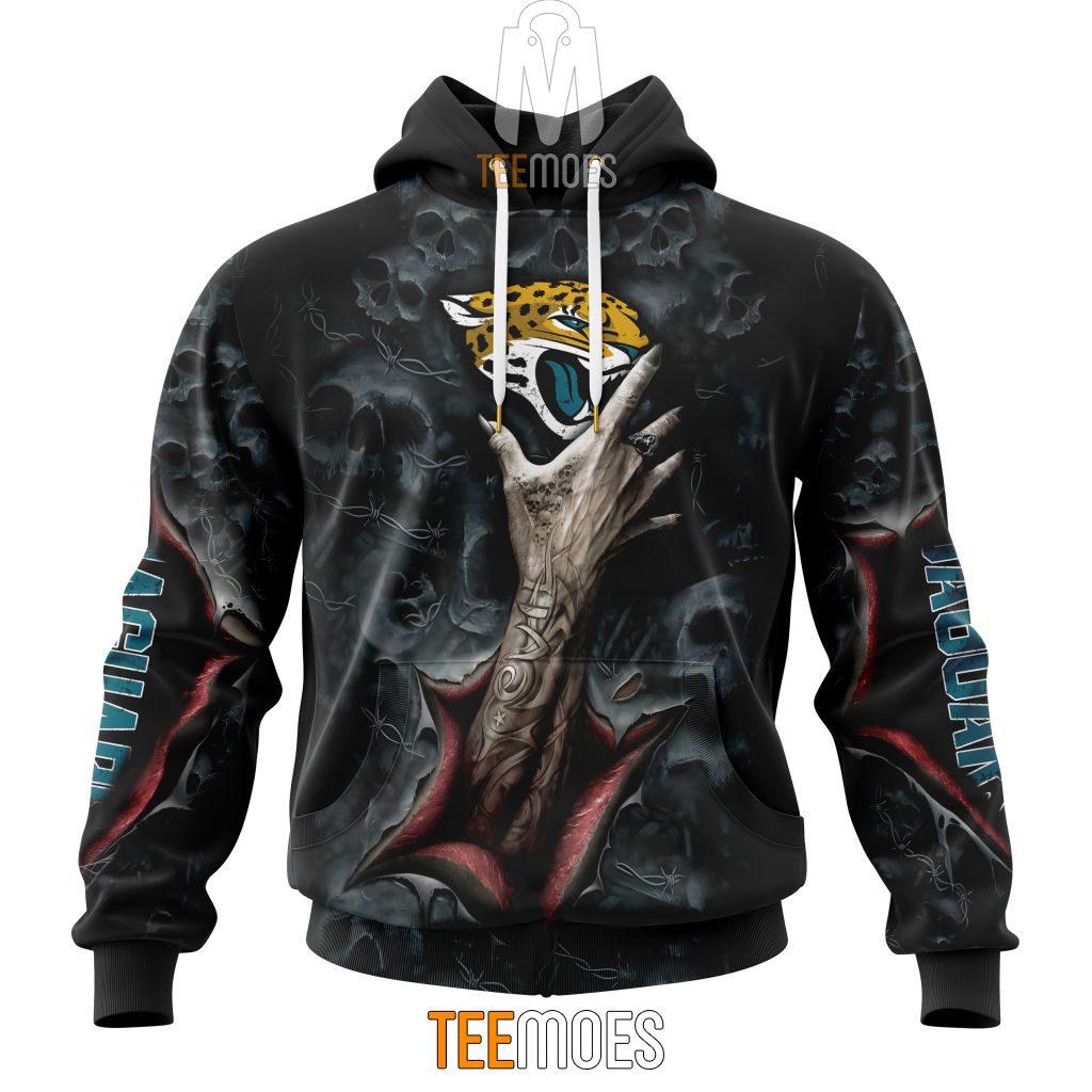 NFL Jacksonville Jaguars Halloween Horror Skull Pullover Hoodie NFL Jacksonville Jaguars Halloween Horror Skull Pullover Hoodie