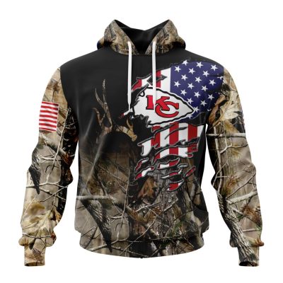 NFL Kansas City Chiefs Custom Name Number Camo Realtree Hunting Pullover Hoodie