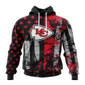 NFL Kansas City Chiefs Custom Name Number Classic Grunge American Flag Pullover Hoodie