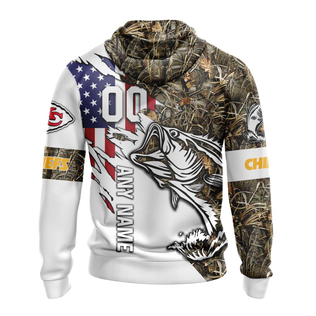 NFL Kansas City Chiefs Custom Name Number Fishing With Flag Of USA Pullover Hoodie NFL Kansas City Chiefs Custom Name Number Fishing With Flag Of USA Pullover Hoodie