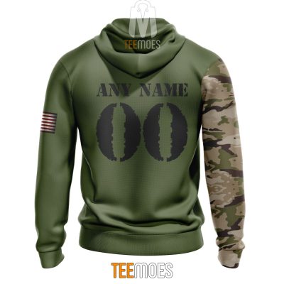 NFL Kansas City Chiefs Custom Name Number Green Camo US Military Pullover Hoodie