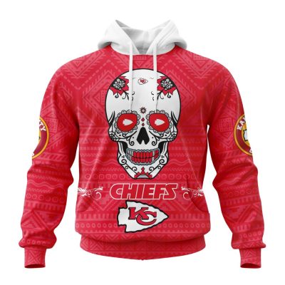 NFL Kansas City Chiefs Custom Name Number Kits For Dia De Muertos Pullover Hoodie