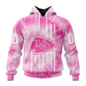 NFL Kansas City Chiefs Custom Name Number Pink Tie-Dye Pullover Hoodie
