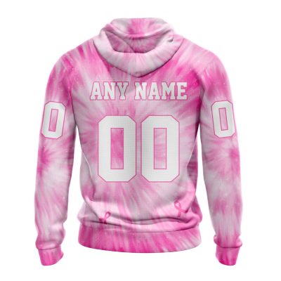 NFL Kansas City Chiefs Custom Name Number Pink Tie-Dye Pullover Hoodie