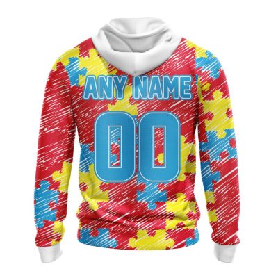 NFL Kansas City Chiefs Custom Name Number Puzzle Autism Awareness Pullover Hoodie