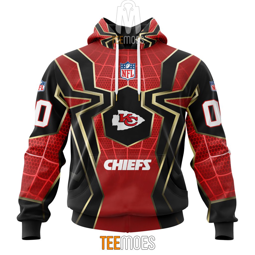 NFL Kansas City Chiefs Custom Name Number Spider Man Pullover Hoodie NFL Kansas City Chiefs Custom Name Number Spider Man Pullover Hoodie