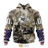 NFL Kansas City Chiefs Custom Name Number Veteran Salute To Service Pullover Hoodie