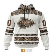 NFL Kansas City Chiefs Custom Name Number White Camo Hunting Pullover Hoodie