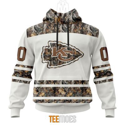 NFL Kansas City Chiefs Custom Name Number White Camo Hunting Pullover Hoodie