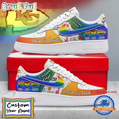NFL Kansas City Chiefs Pride Peace Love Chiefs Custom Air Force 1 Shoes Sneaker