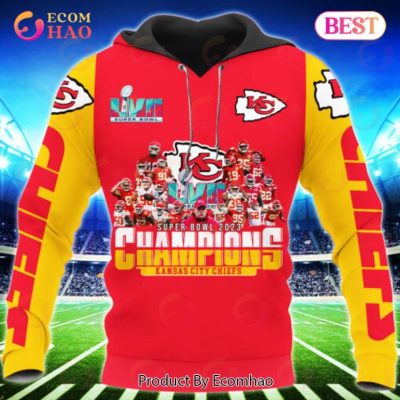 NFL Kansas City Chiefs Red Yellow Super Bowl 2022 - 2023 Champions Limited Edition Pullover Hoodie