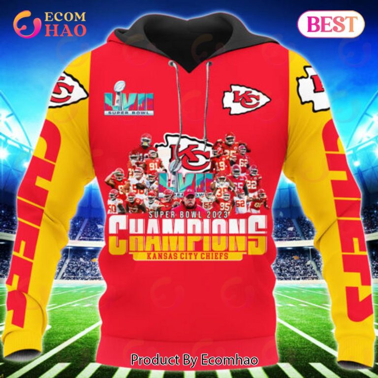 NFL Kansas City Chiefs Red Yellow Super Bowl 2022 - 2023 Champions Limited Edition Pullover Hoodie NFL Kansas City Chiefs Red Yellow Super Bowl 2022 - 2023 Champions Limited Edition Pullover Hoodie