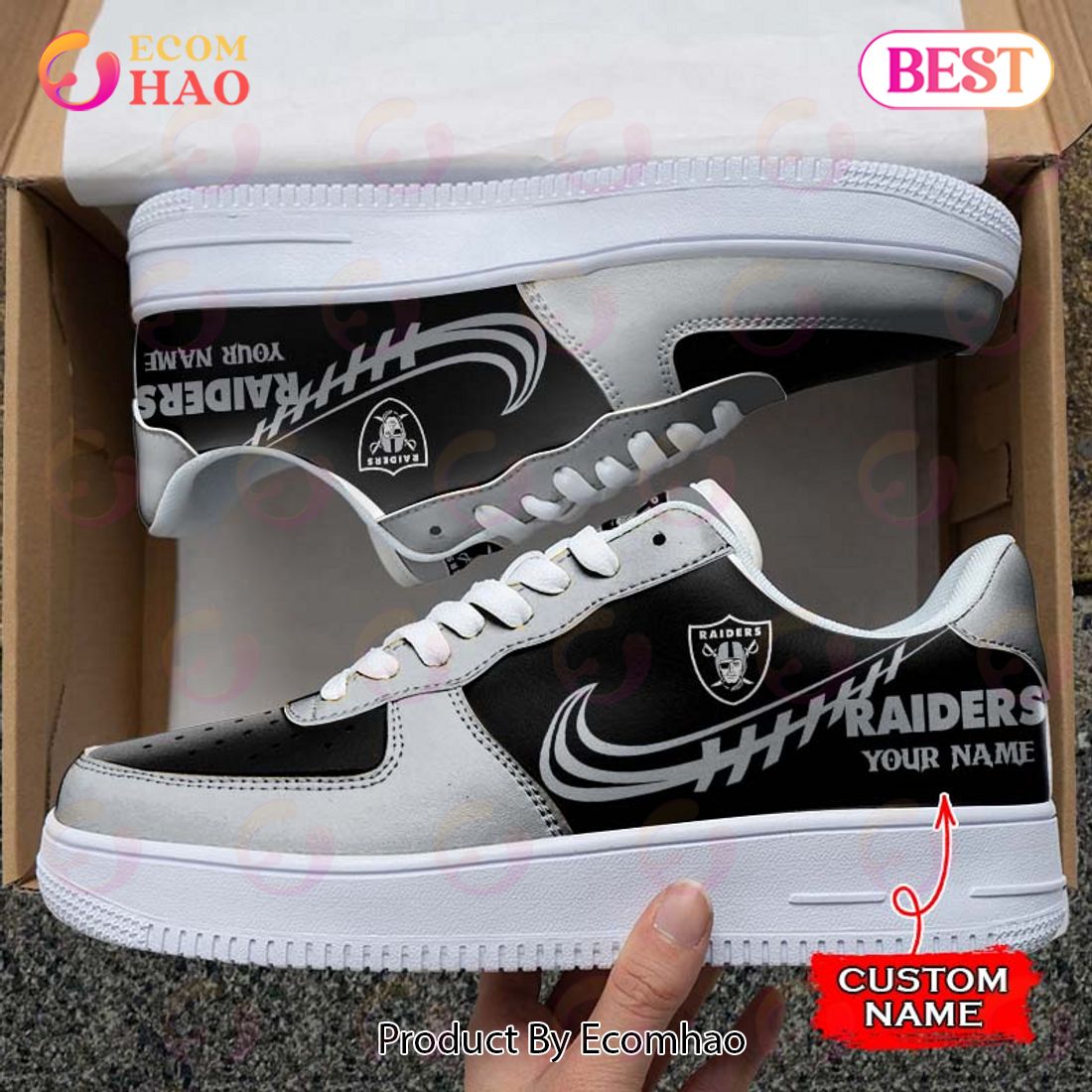 NFL Las Vegas Raiders Air Force 1 Sneaker Custom Name NFL Las Vegas Raiders Air Force 1 Sneaker Custom Name