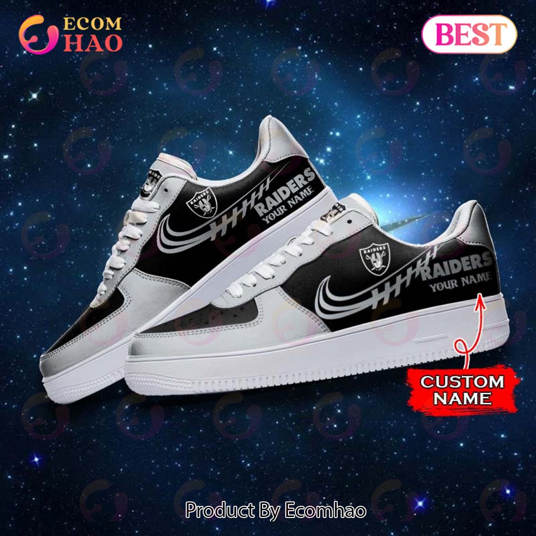 NFL Las Vegas Raiders Air Force 1 Sneaker Custom Name NFL Las Vegas Raiders Air Force 1 Sneaker Custom Name