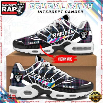 NFL Las Vegas Raiders Crucial Catch Intercept Cancer Air Max Plus Shoes Running Sneakers