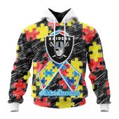 Nfl Las Vegas Raiders Custom Name Number Puzzle Autism Awareness Pullover Hoodie Front.jpg - demo10