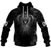 Nfl Las Vegas Raiders Custom Name Number Rose Dragon Pullover Hoodie Front.jpg - demo10